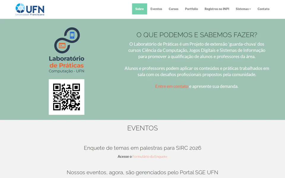 Antes, a página de 2019 montada sobre o template Bolt, com Bootstrap e jQuery.